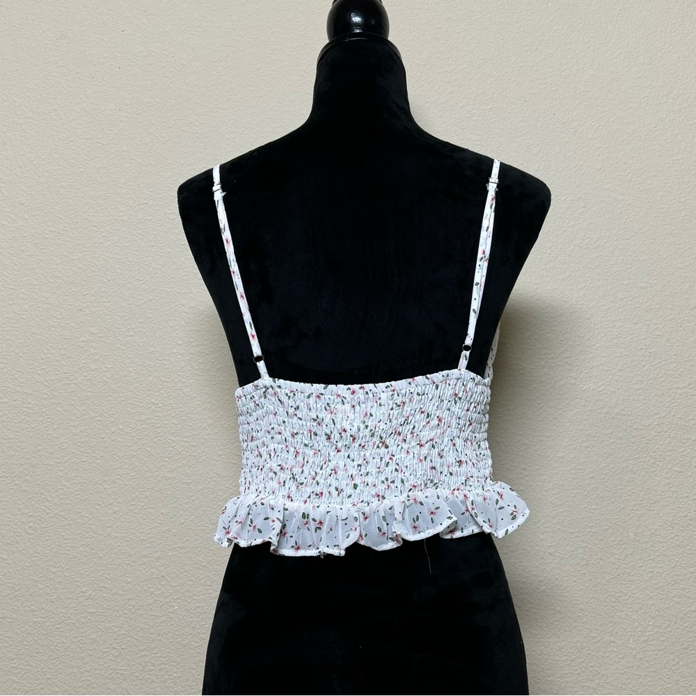 Princess Polly top women 8 spaghetti strap cropped floral eilish blouse white - Picture 2 of 7